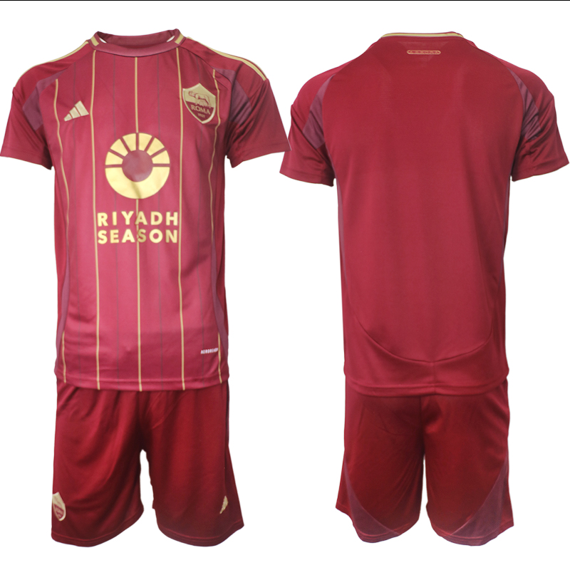 Men 2024-2025 Club AS Roma home Red Blank Soccer Jersey